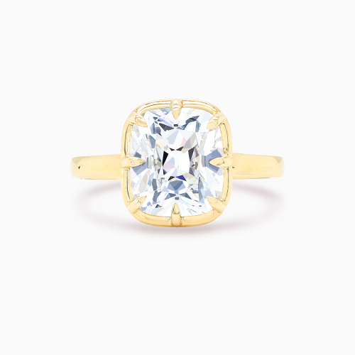 Vintage Cushion-Cut Diamond Hidden Halo Engagement Ring,  Lab-Grown, 14k Gold