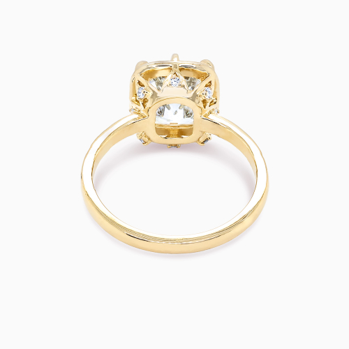 Vintage Cushion-Cut Diamond Hidden Halo Engagement Ring,  Lab-Grown, 14k Gold