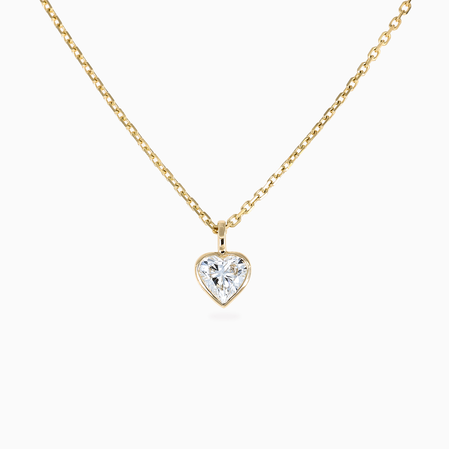 Heart-Shaped Lab-Grown Diamond Solitaire Pendant, 14k Yellow Gold