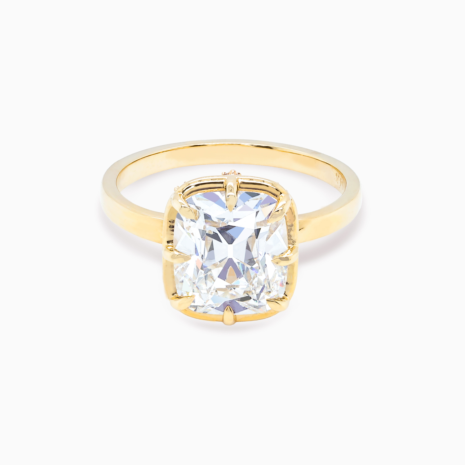 Vintage Cushion-Cut Diamond Hidden Halo Engagement Ring,  Lab-Grown, 14k Gold