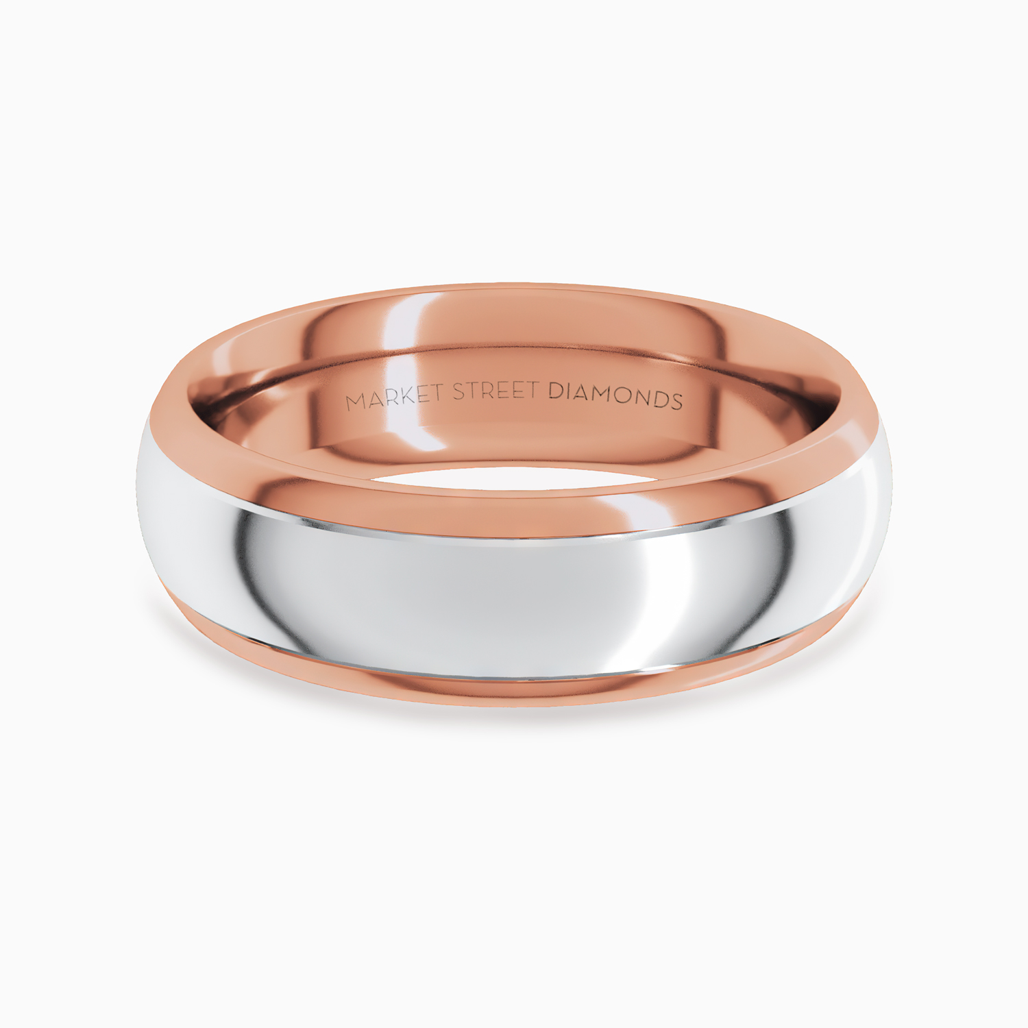 Two-Tone 6mm Contemporary Men's Wedding Band, 14k Rose and White Gold*