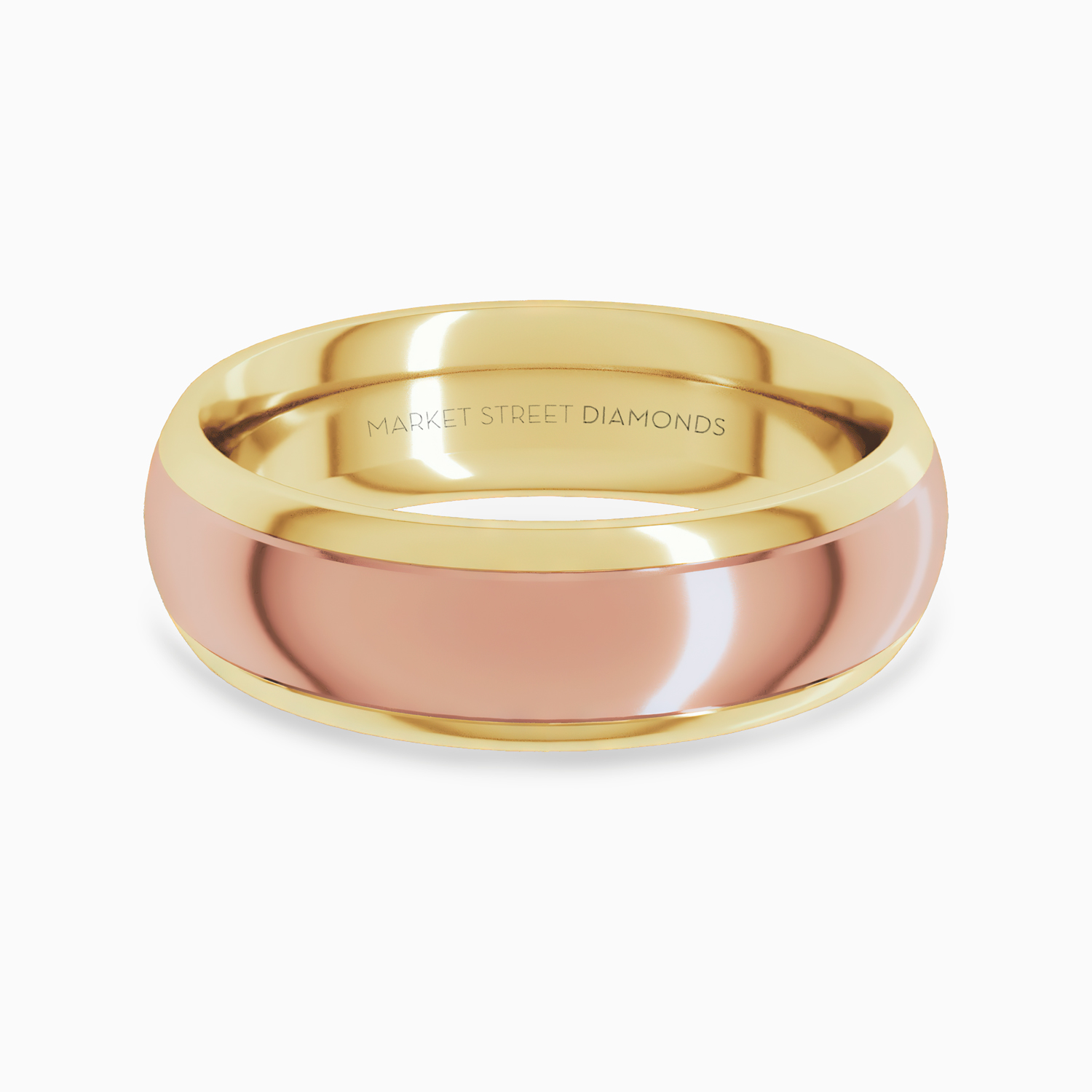 Two-Tone 6mm Contemporary Men's Wedding Band, 14k Yellow and Rose Gold*