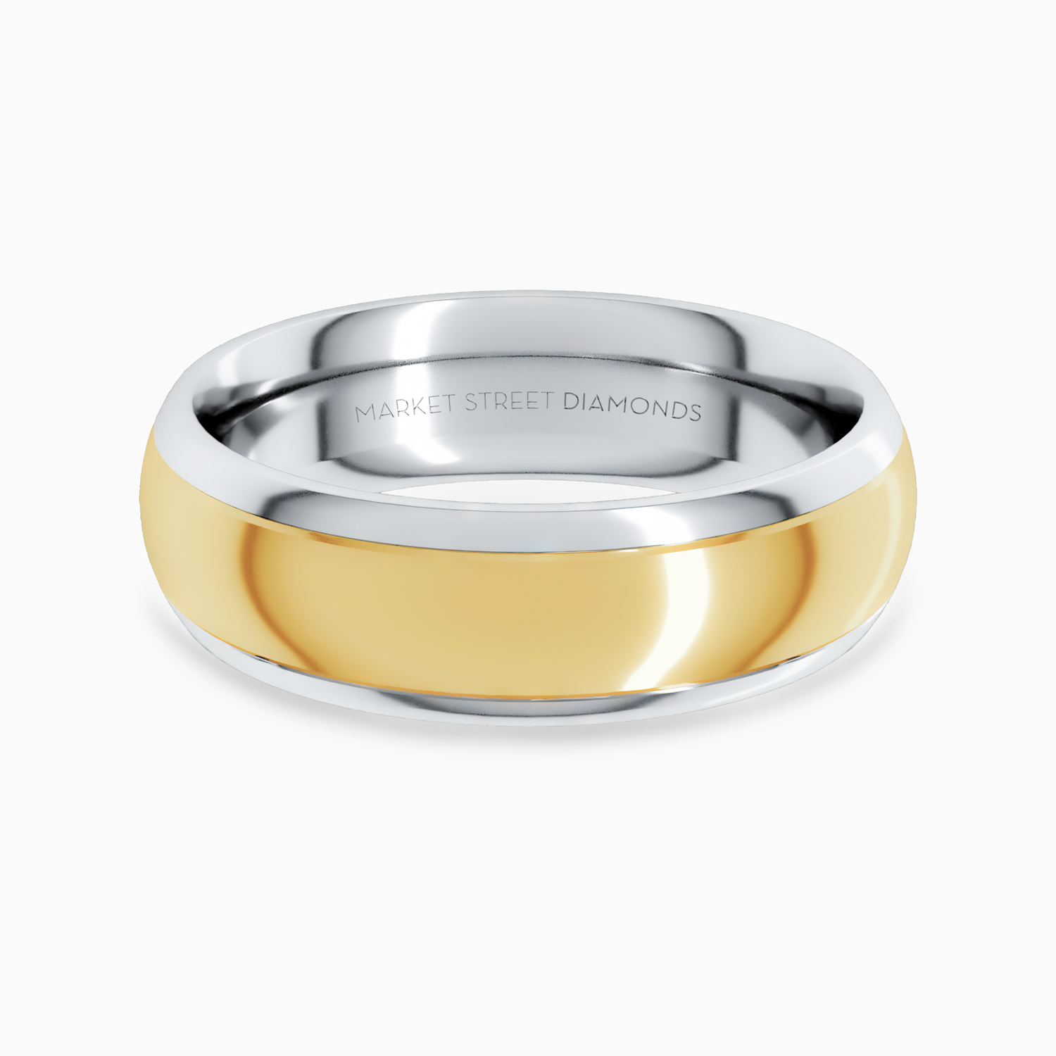 Two-Tone 6mm Contemporary Men's Wedding Band, 14k White and Yellow Gold*