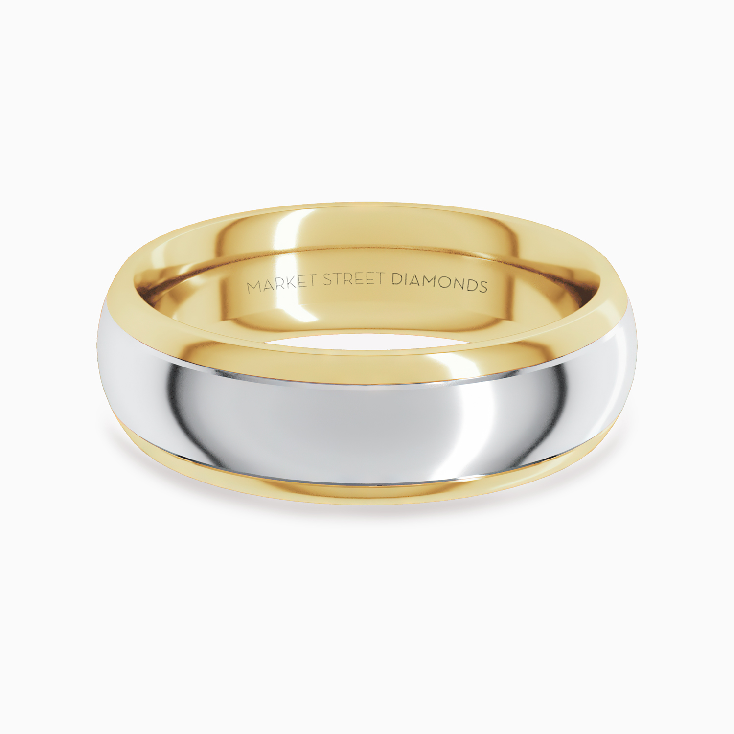 Two-Tone 6mm Contemporary Men's Wedding Band, 14k Yellow and White Gold*