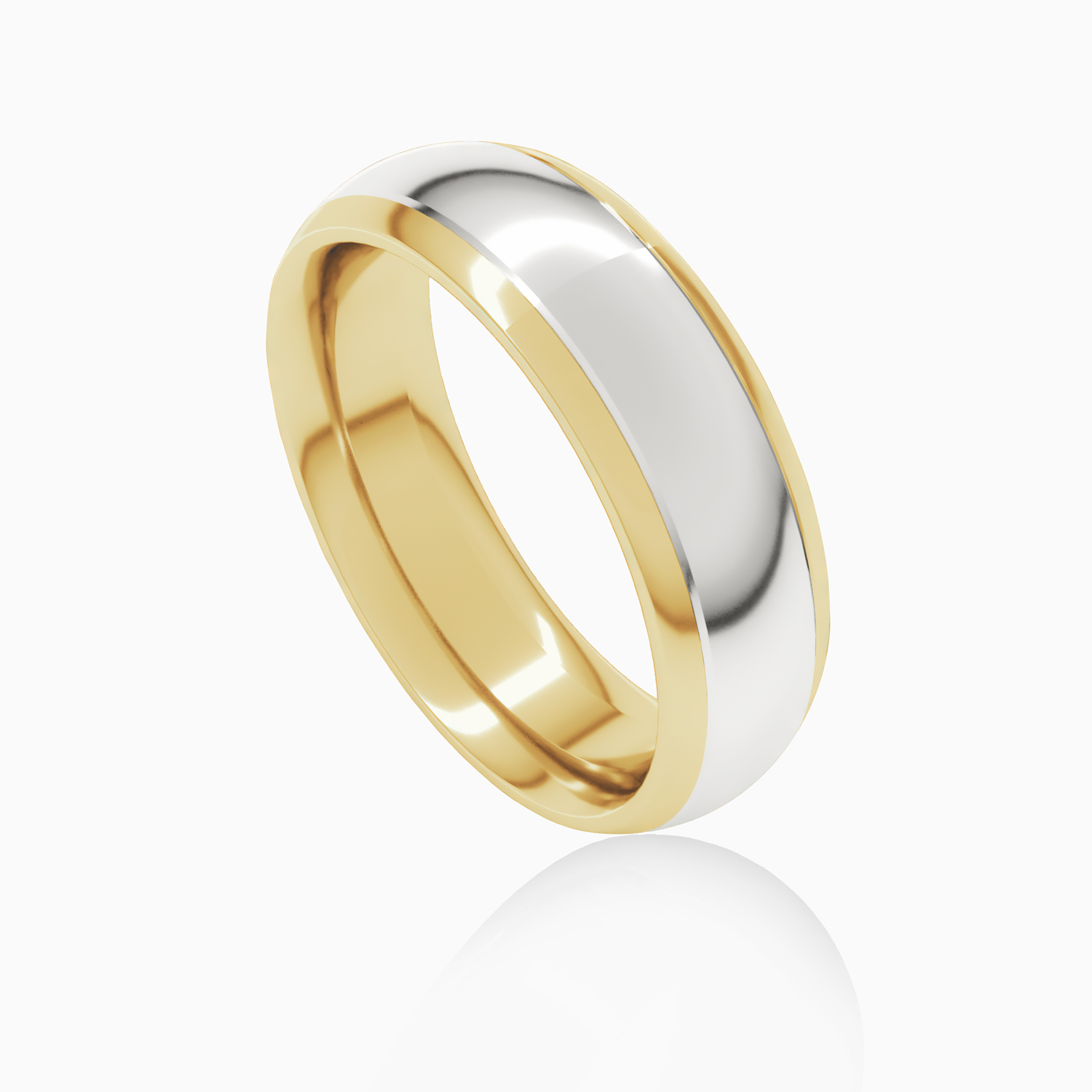 Two-Tone 6mm Contemporary Men's Wedding Band, 14k Yellow and White Gold*