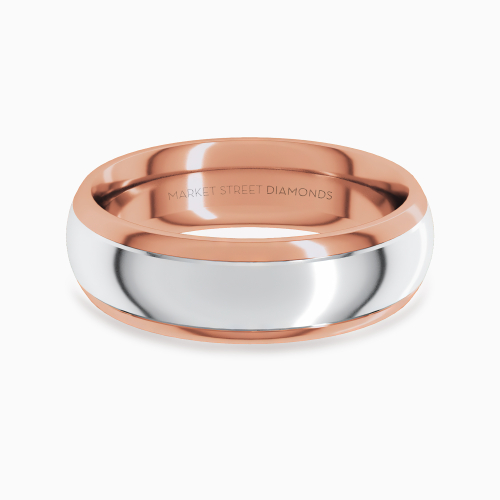 Two-Tone 6mm Contemporary Men's Wedding Band, 14k Rose and White Gold*