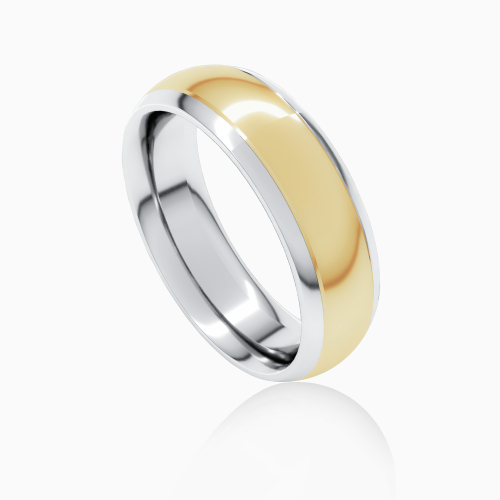 Two-Tone 6mm Contemporary Men's Wedding Band, 14k White and Yellow Gold*