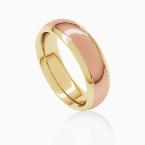 Two-Tone 6mm Contemporary Men's Wedding Band, 14k Yellow and Rose Gold*