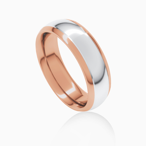 Two-Tone 6mm Contemporary Men's Wedding Band, 14k Rose and White Gold*