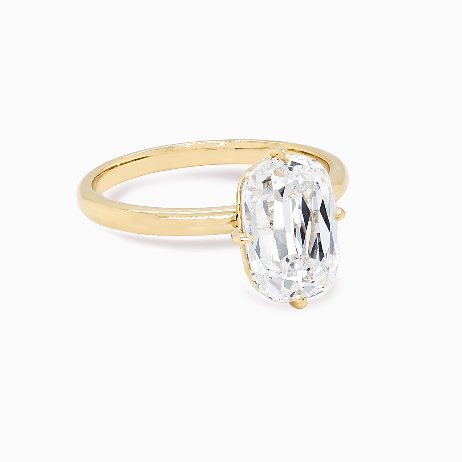 Lab-Grown Vintage Cushion-Cut Diamond Solitaire Engagement Ring