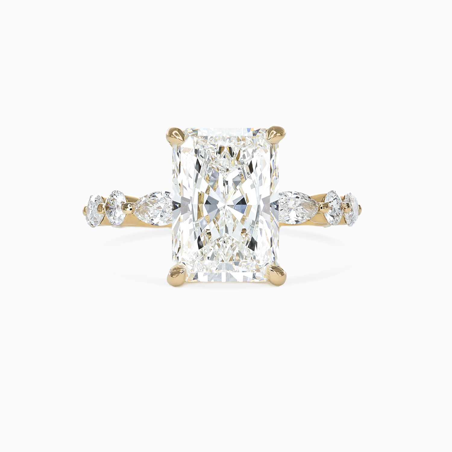 Accented Lab-Grown Radiant-Cut Diamond Engagement Ring, 18k Yellow Gold