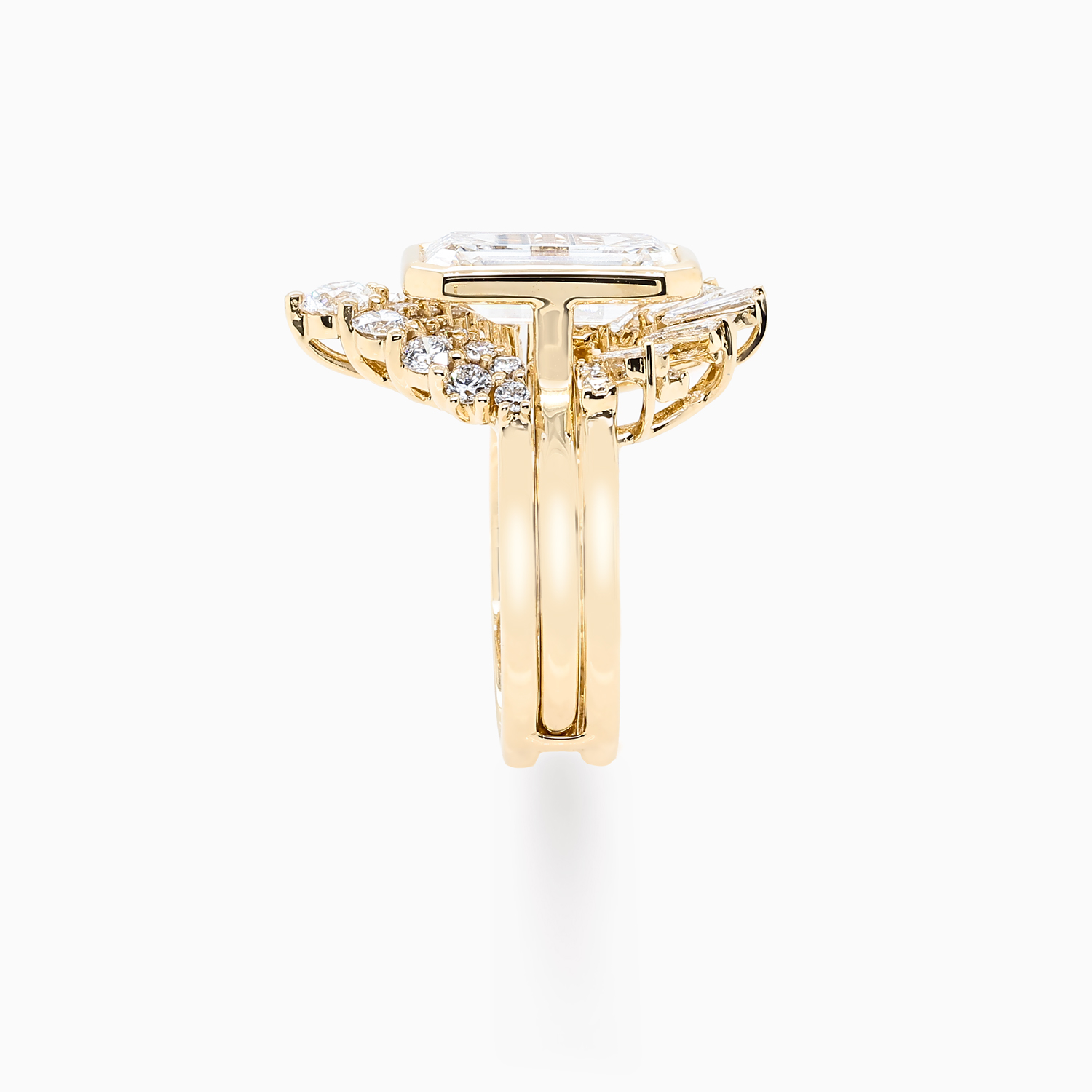 3-Carat Lab-Grown Emerald-Cut Diamond Nested Engagement Ring