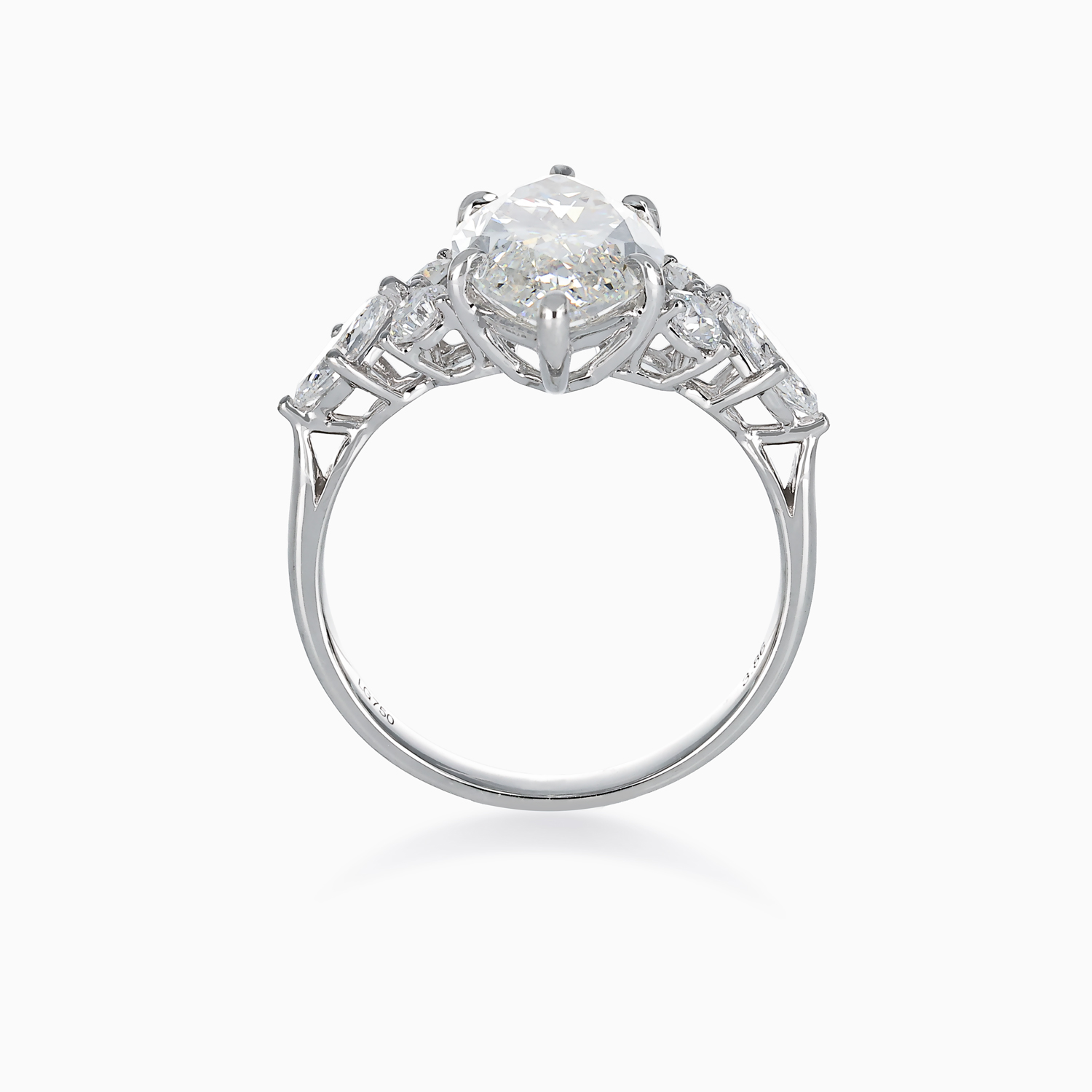 Accented Lab-Grown Marquise Diamond Engagement Ring, White Gold