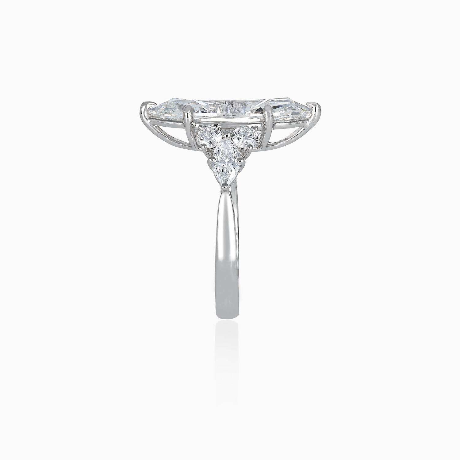 Accented Lab-Grown Marquise Diamond Engagement Ring, White Gold