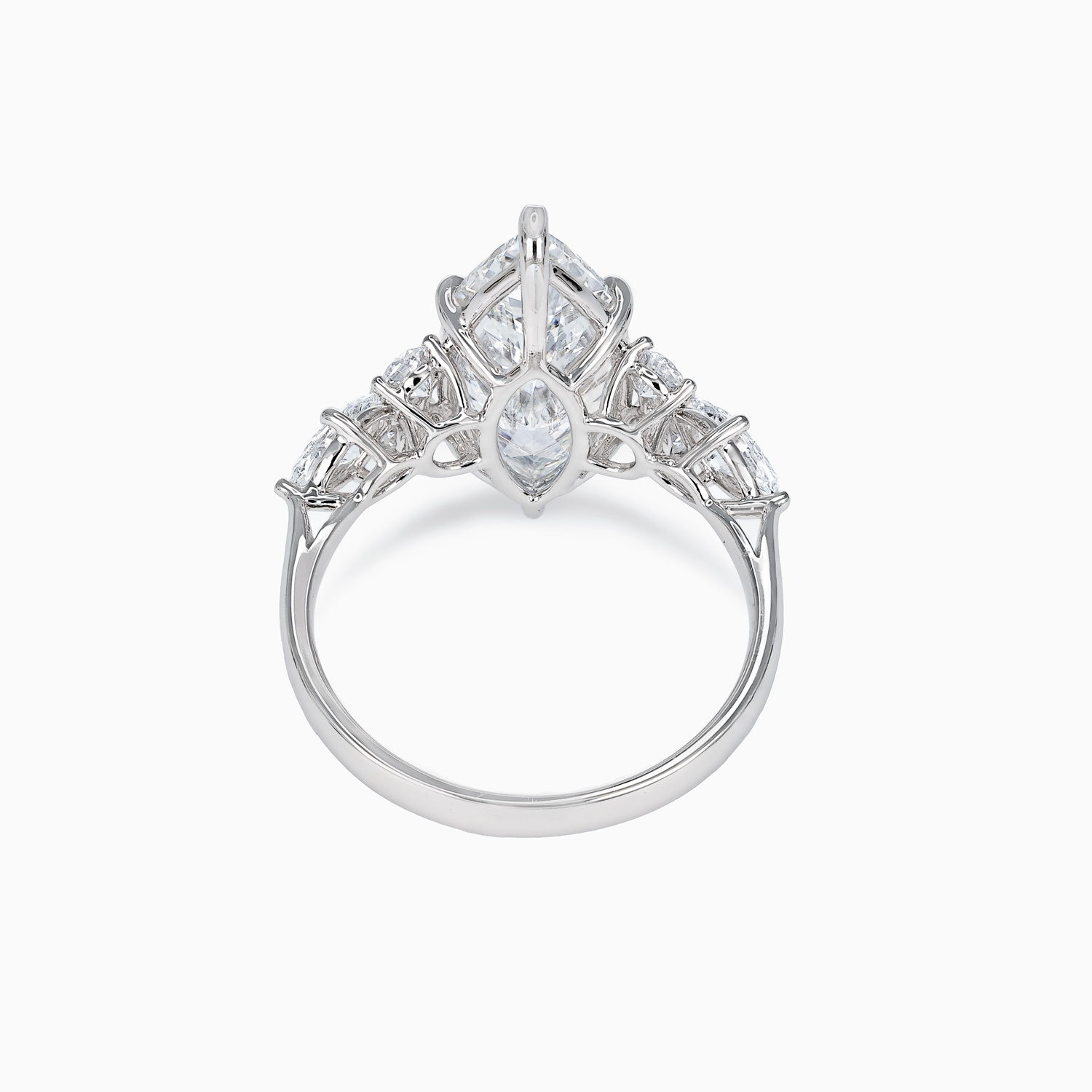 Accented Lab-Grown Marquise Diamond Engagement Ring, White Gold