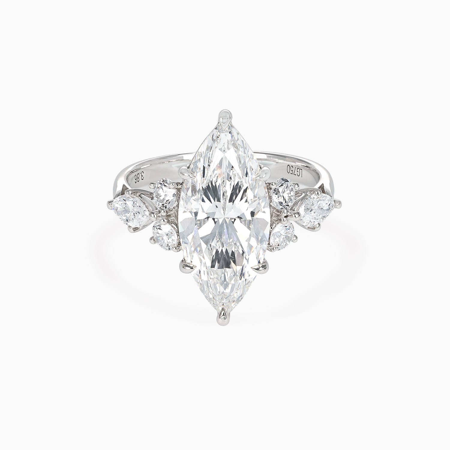 Accented Lab-Grown Marquise Diamond Engagement Ring, White Gold