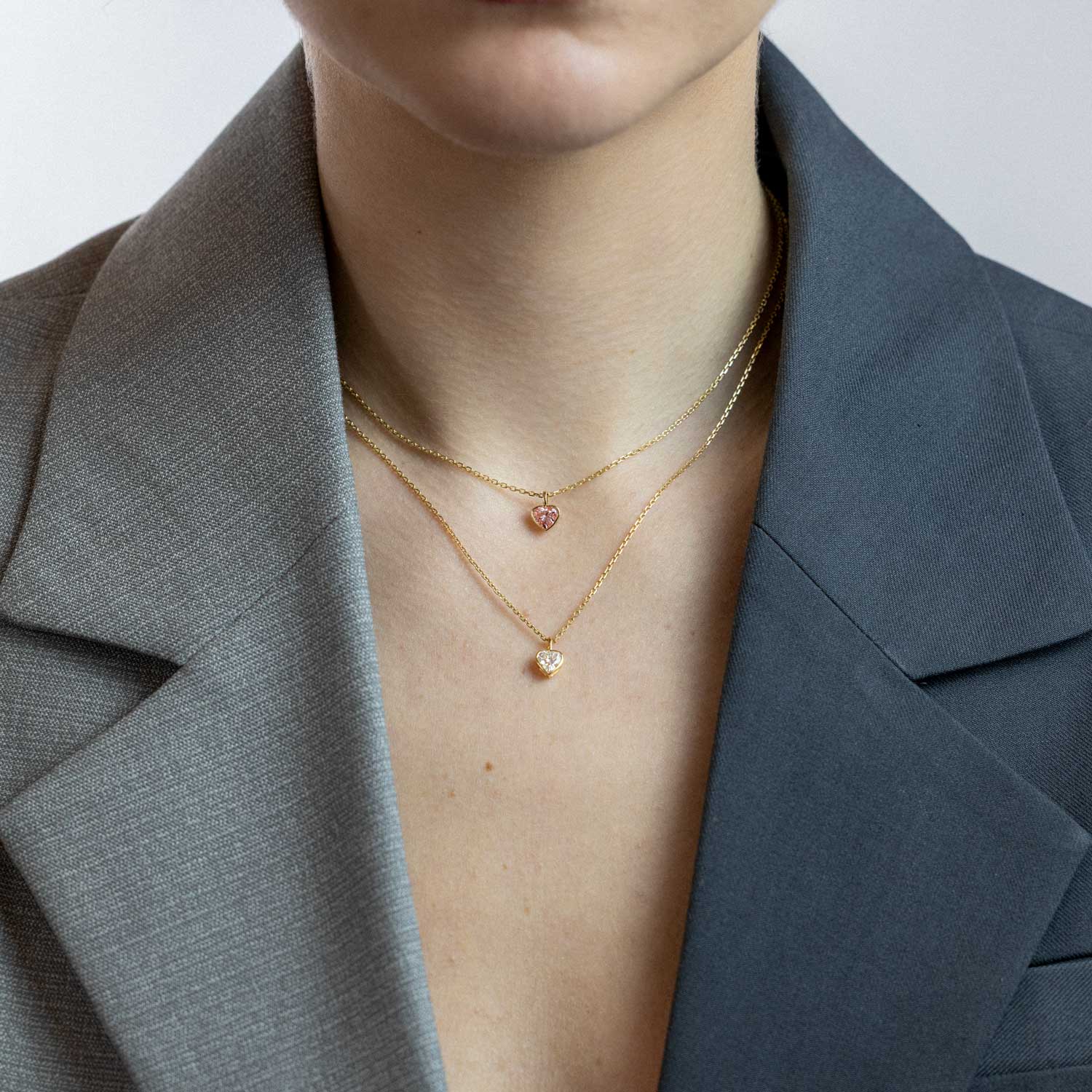 Heart-Shaped Lab-Grown Diamond Solitaire Pendant, 14k Yellow Gold