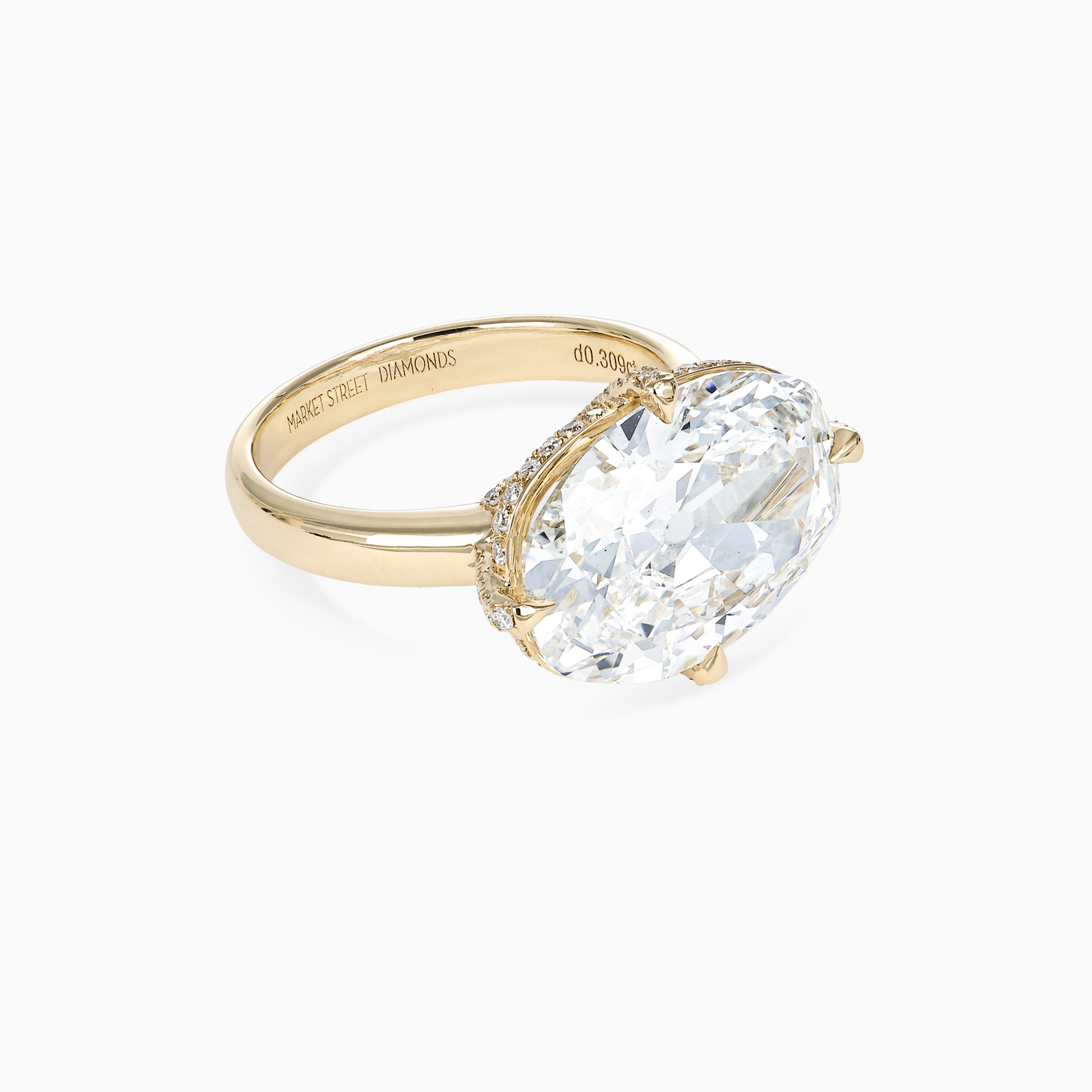 East-West Set Lab-Grown Old Mine Cut Diamond Engagement Ring