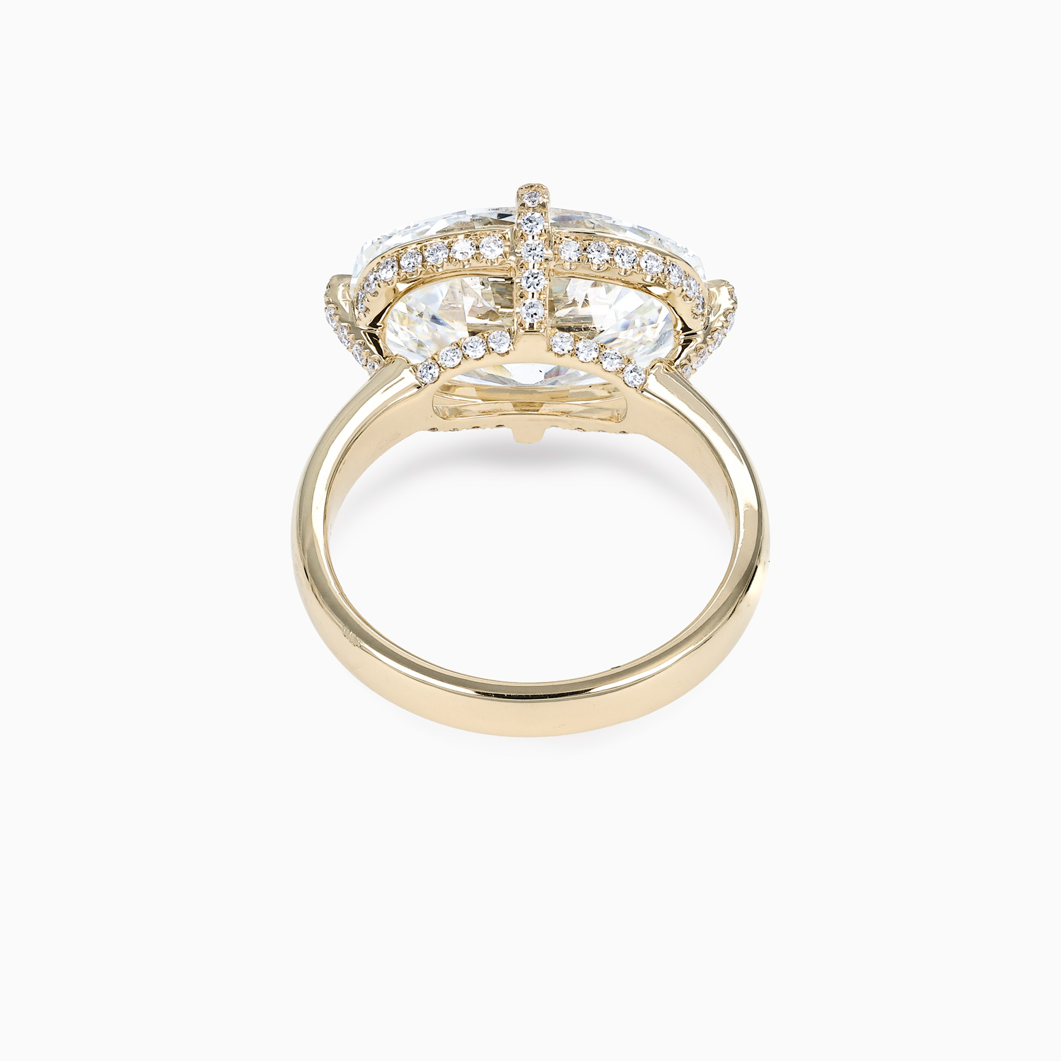 East-West Set Lab-Grown Old Mine Cut Diamond Engagement Ring