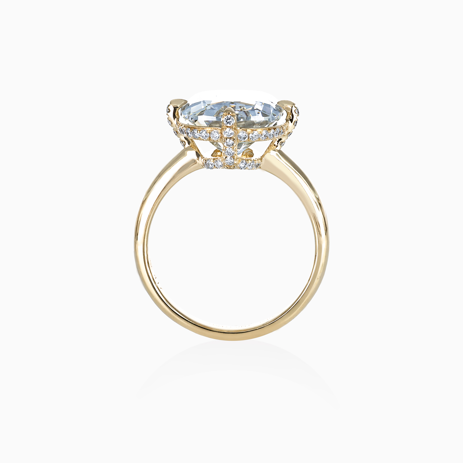 Vintage Cushion-Cut Lab-Grown Diamond Hidden Halo Engagement Ring