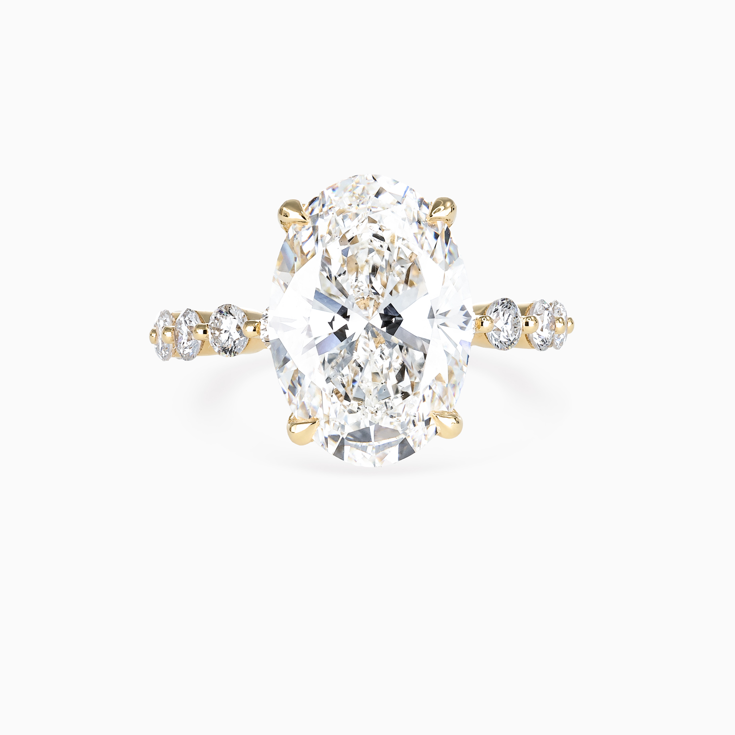 Accented Lab-Grown Oval Diamond Engagement Ring, Yellow Gold