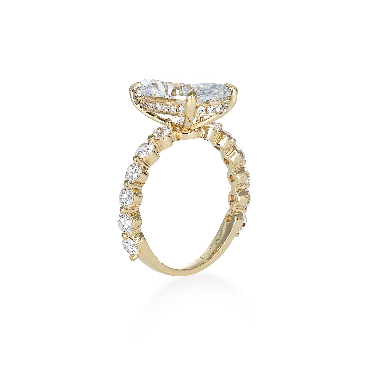 Accented Lab-Grown Oval Diamond Engagement Ring, Yellow Gold