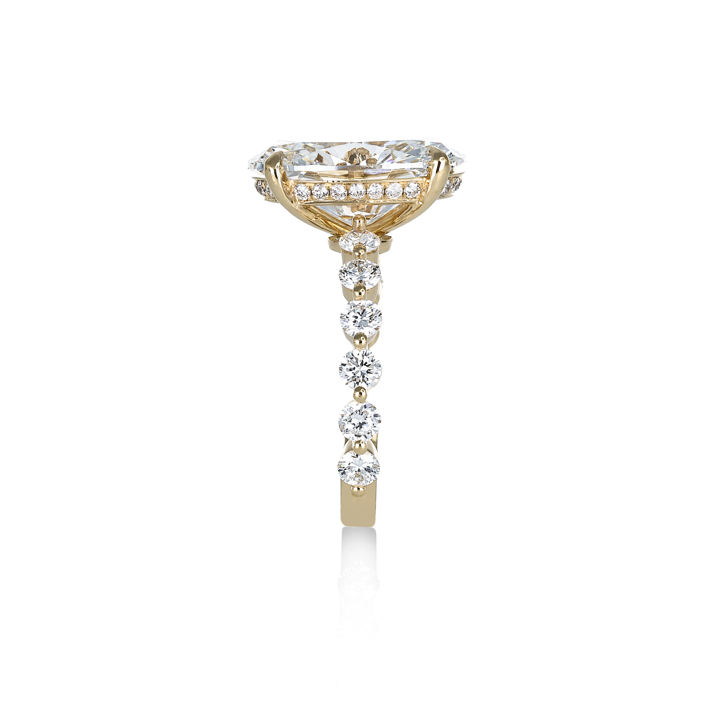 Accented Lab-Grown Oval Diamond Engagement Ring, Yellow Gold
