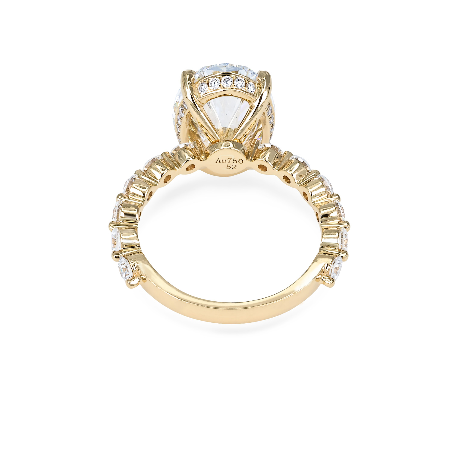 Accented Lab-Grown Oval Diamond Engagement Ring, Yellow Gold