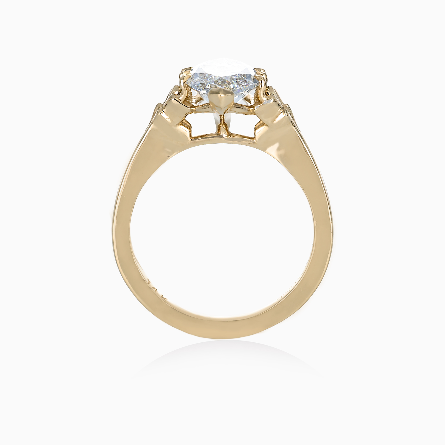 Chippendale-Inspired Marquise Diamond Solitaire Engagement Ring, Yellow Gold