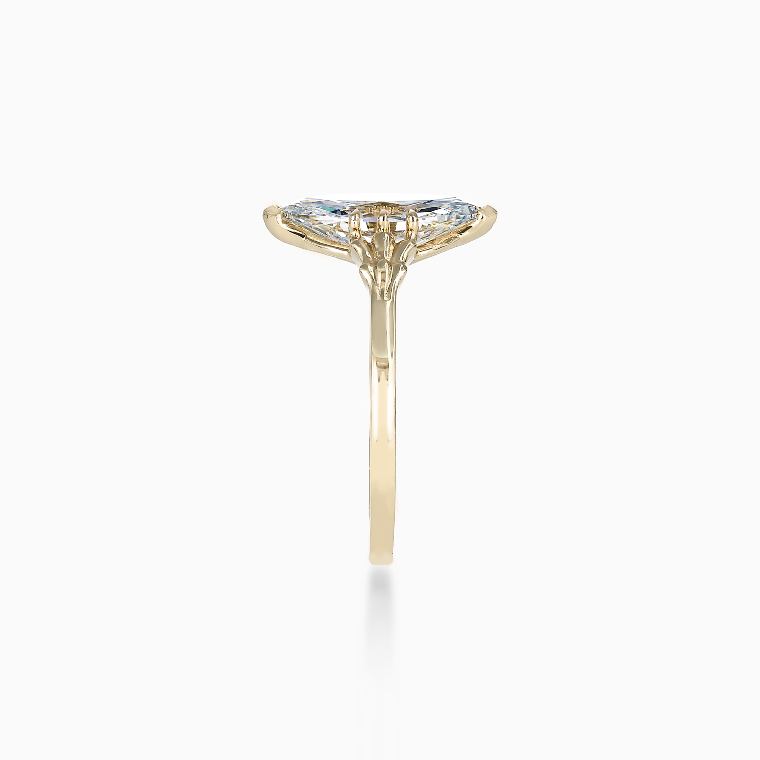 Chippendale-Inspired Marquise Diamond Solitaire Engagement Ring, Yellow Gold