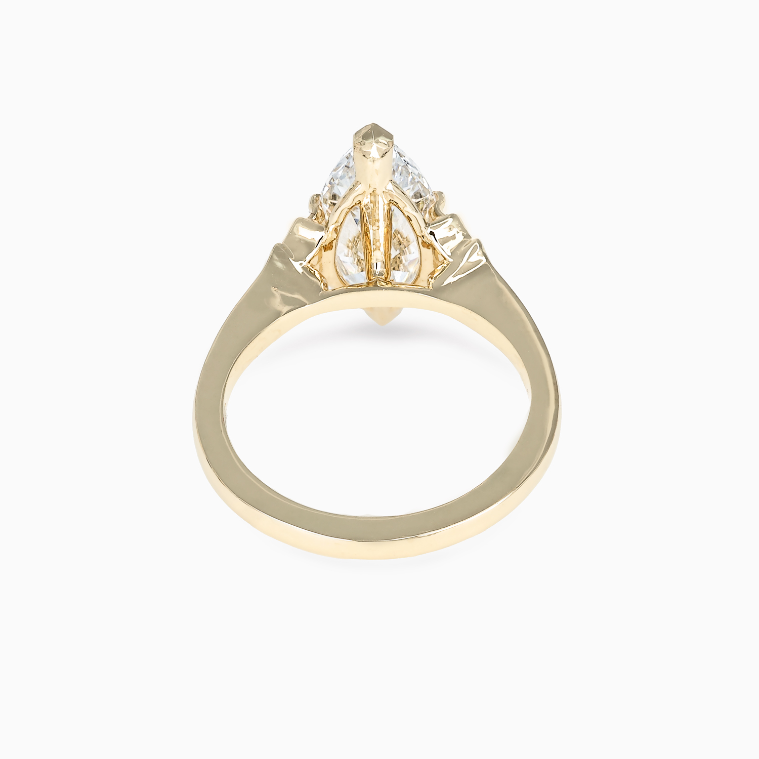 Chippendale-Inspired Marquise Diamond Solitaire Engagement Ring, Yellow Gold