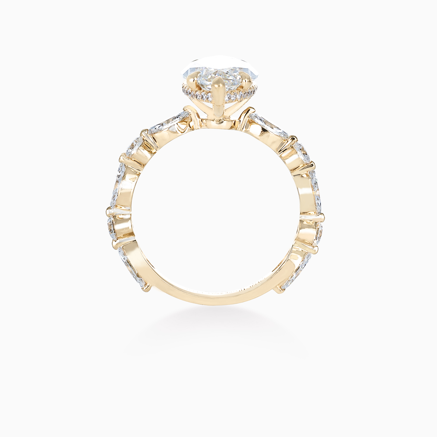 Mixed-Shape Diamond Accented Engagement Ring, Lab-Grown, 18k Yellow Gold