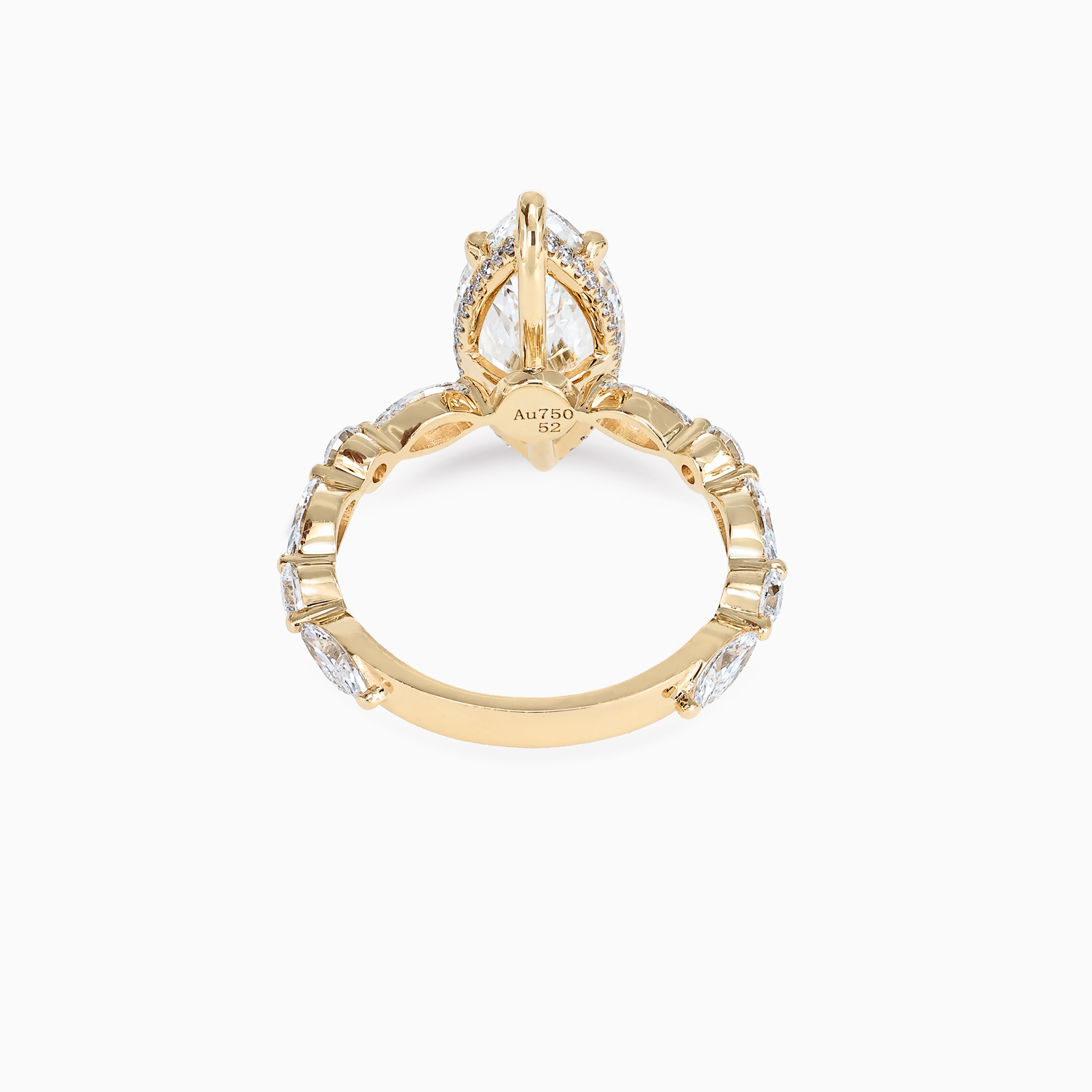 Mixed-Shape Diamond Accented Engagement Ring, Lab-Grown, 18k Yellow Gold