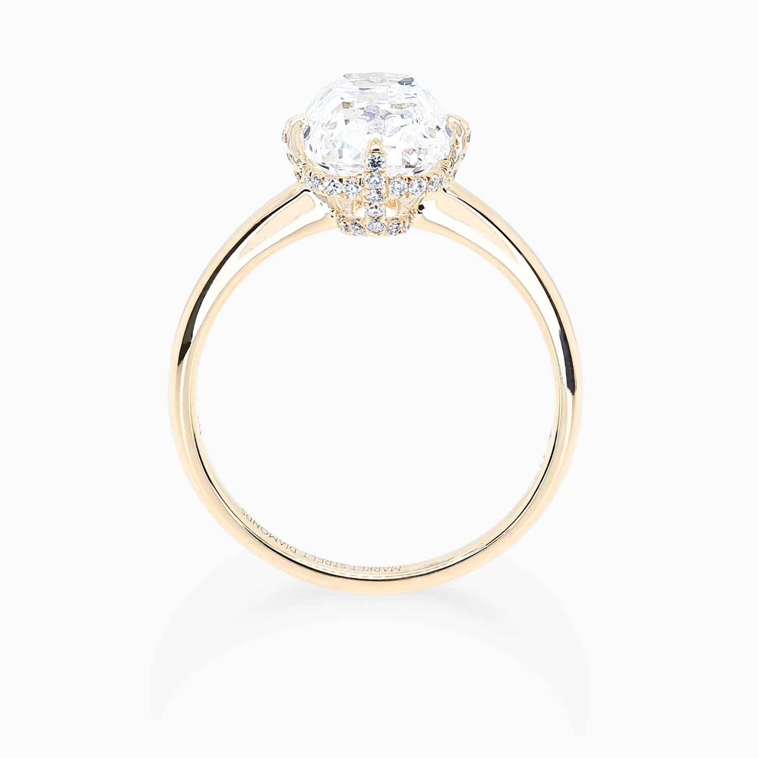 3-Carat Vintage Cushion-Cut Diamond Hidden Halo Engagement Ring, Lab-Grown