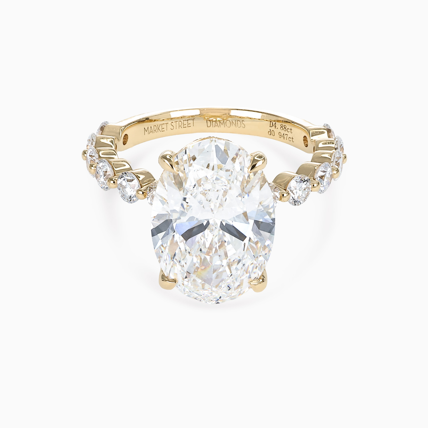 Accented Lab-Grown Oval Diamond Engagement Ring, 18k Yellow Gold