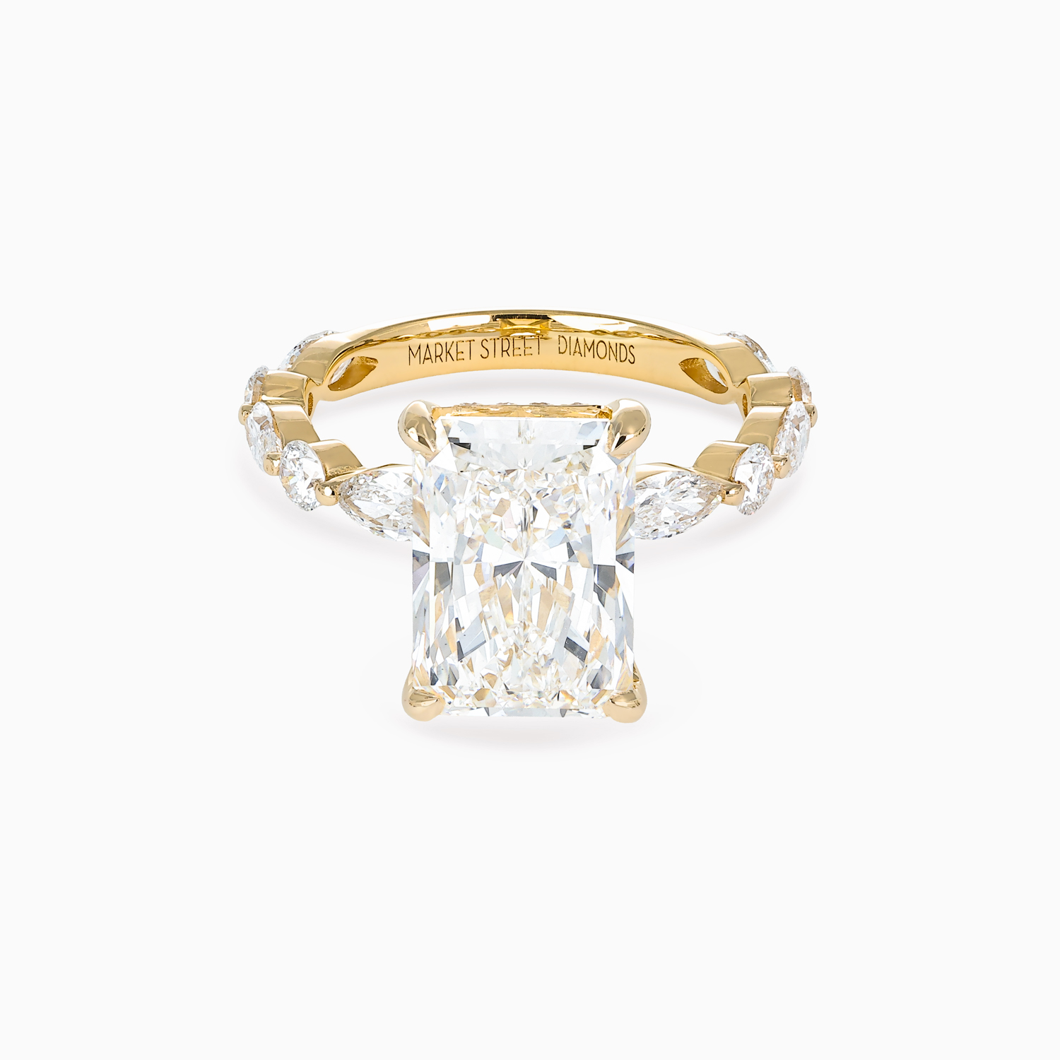 Accented Lab-Grown Radiant-Cut Diamond Engagement Ring, 18k Yellow Gold