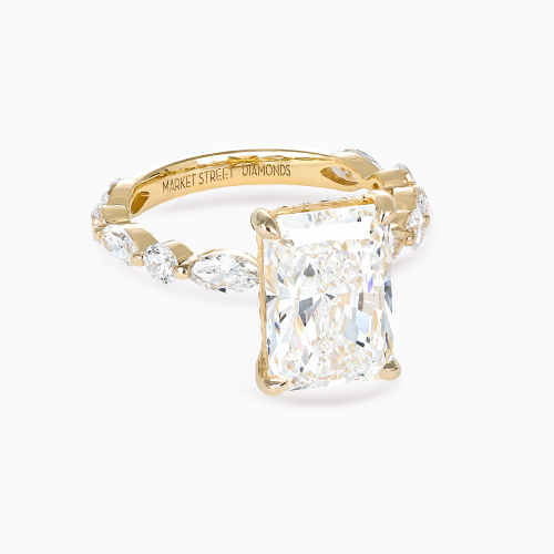 Accented Lab-Grown Radiant-Cut Diamond Engagement Ring, 18k Yellow Gold