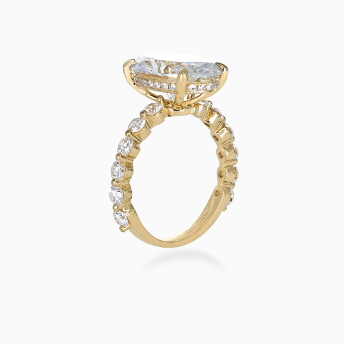 Accented Lab-Grown Radiant-Cut Diamond Engagement Ring, 18k Yellow Gold