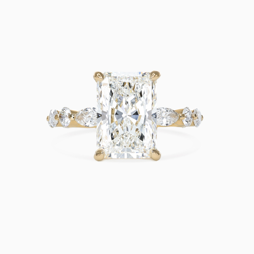 Accented Lab-Grown Radiant-Cut Diamond Engagement Ring, 18k Yellow Gold