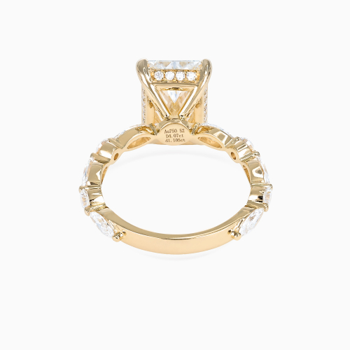 Accented Lab-Grown Radiant-Cut Diamond Engagement Ring, 18k Yellow Gold