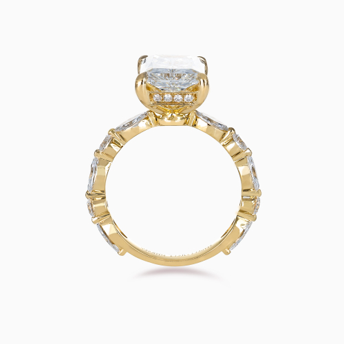 Accented Lab-Grown Radiant-Cut Diamond Engagement Ring, 18k Yellow Gold