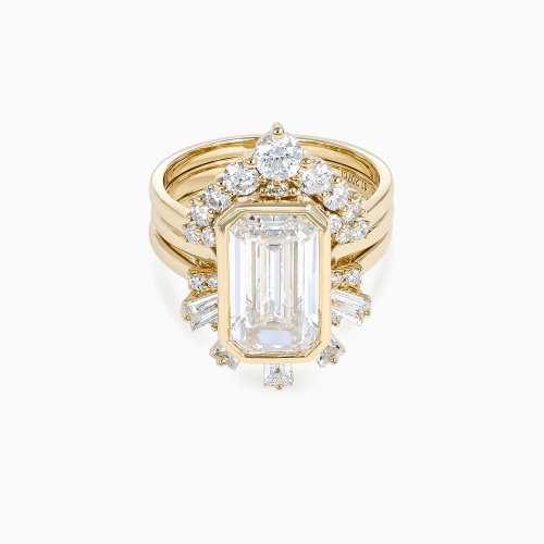 3-Carat Lab-Grown Emerald-Cut Diamond Nested Engagement Ring