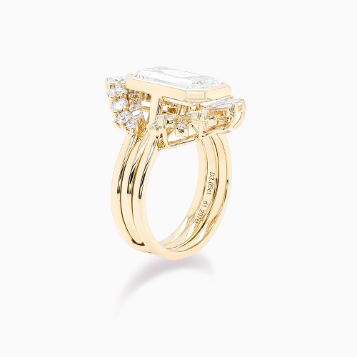 3-Carat Lab-Grown Emerald-Cut Diamond Nested Engagement Ring