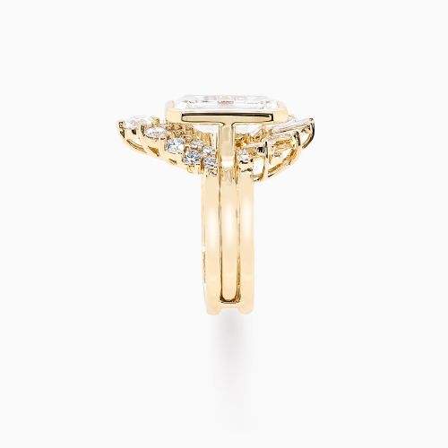 3-Carat Lab-Grown Emerald-Cut Diamond Nested Engagement Ring