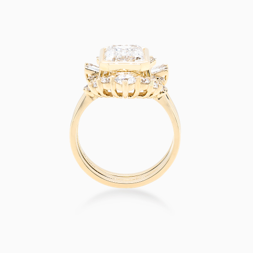3-Carat Lab-Grown Emerald-Cut Diamond Nested Engagement Ring