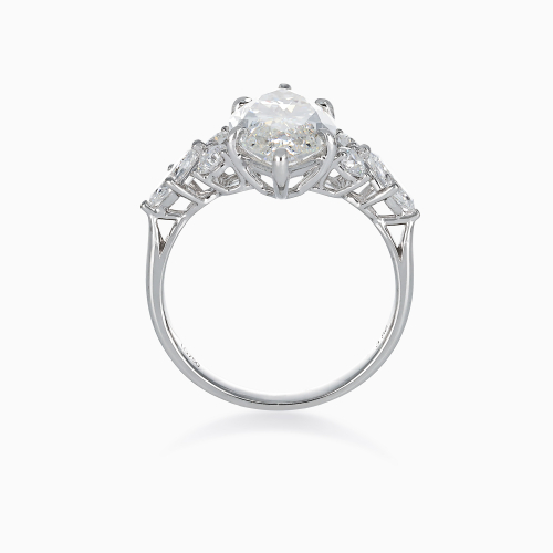 Accented Lab-Grown Marquise Diamond Engagement Ring, White Gold