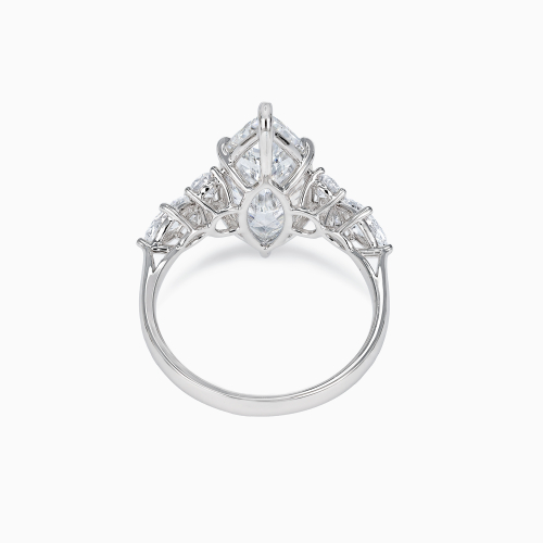 Accented Lab-Grown Marquise Diamond Engagement Ring, White Gold