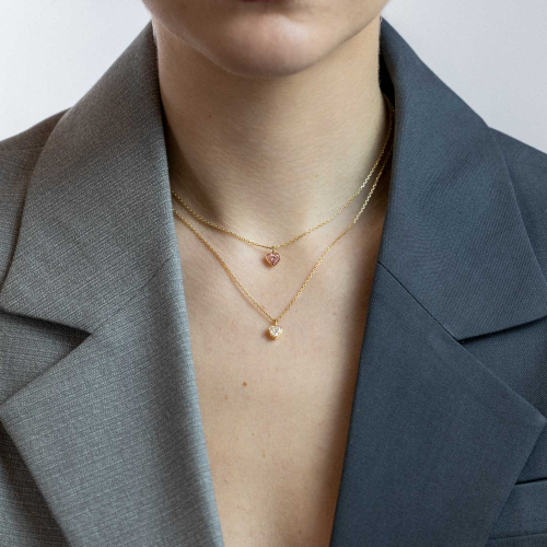 Heart-Shaped Lab-Grown Diamond Solitaire Pendant, 14k Yellow Gold