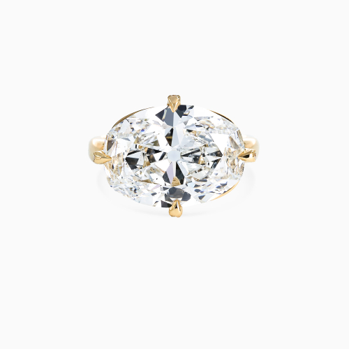 East-West Set Lab-Grown Old Mine Cut Diamond Engagement Ring