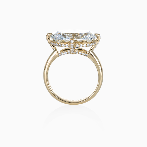 East-West Set Lab-Grown Old Mine Cut Diamond Engagement Ring